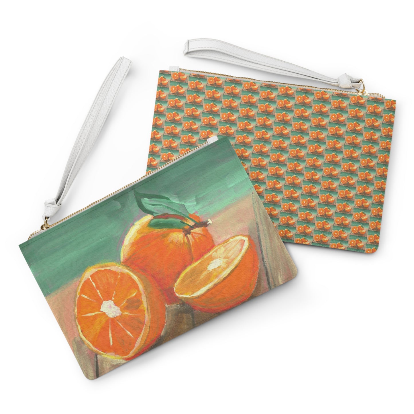Tropical Oranges Clutch Bag White