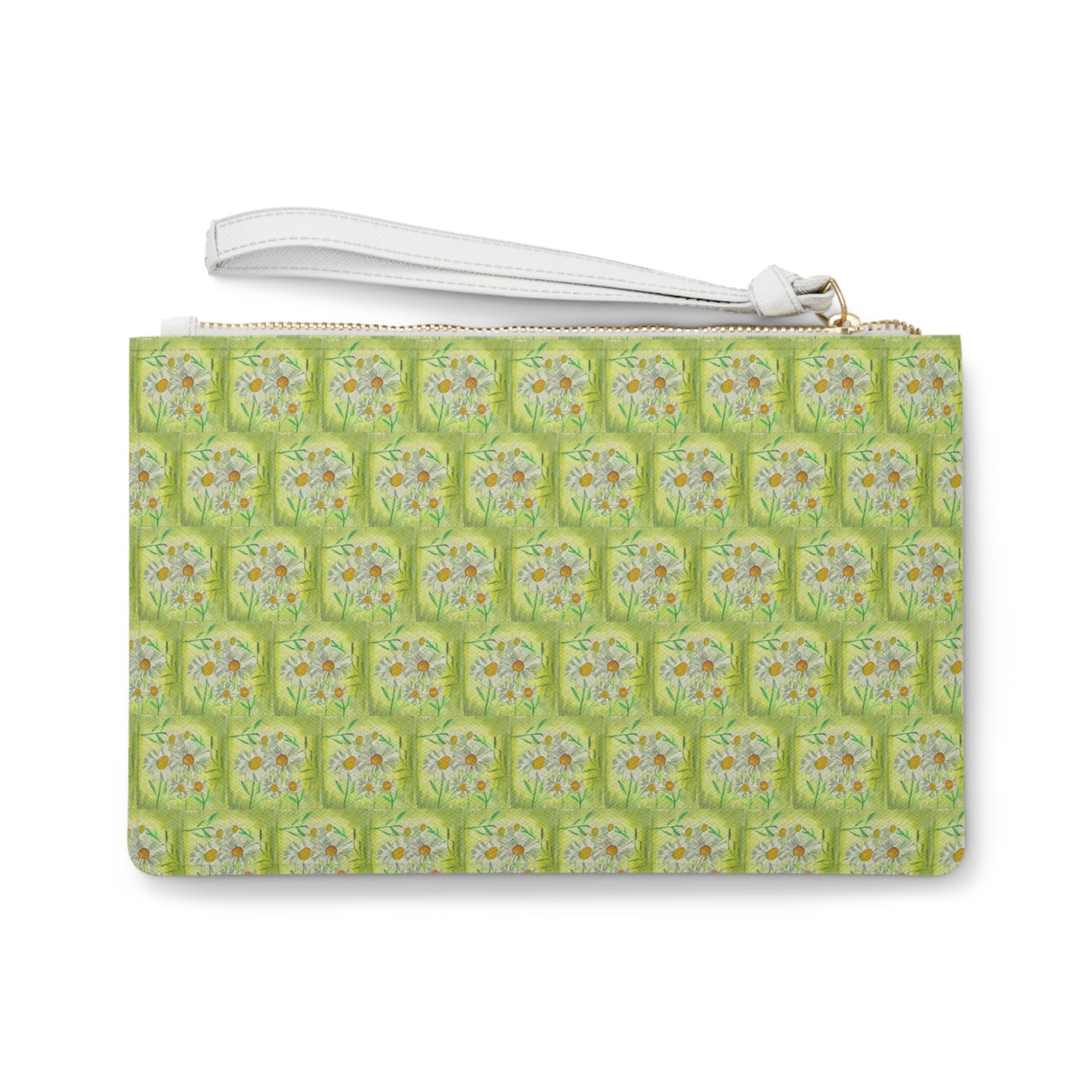 White Spring Floral Clutch Bag White