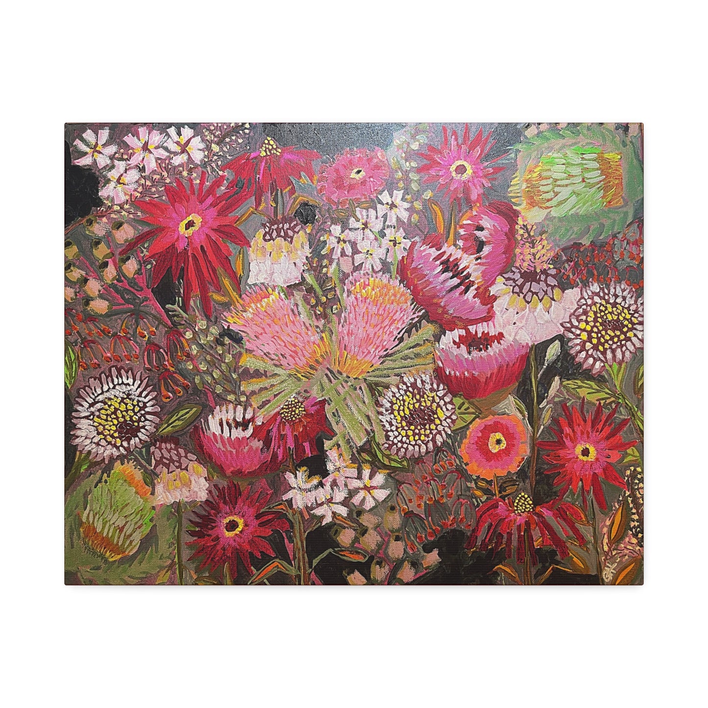 Floral Fireworks Print on Canvas by Artist Lisa Godin