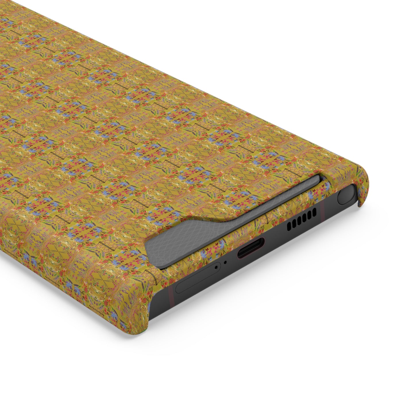 Inverted Floral Stem Pattern Phone Case With Card Holder