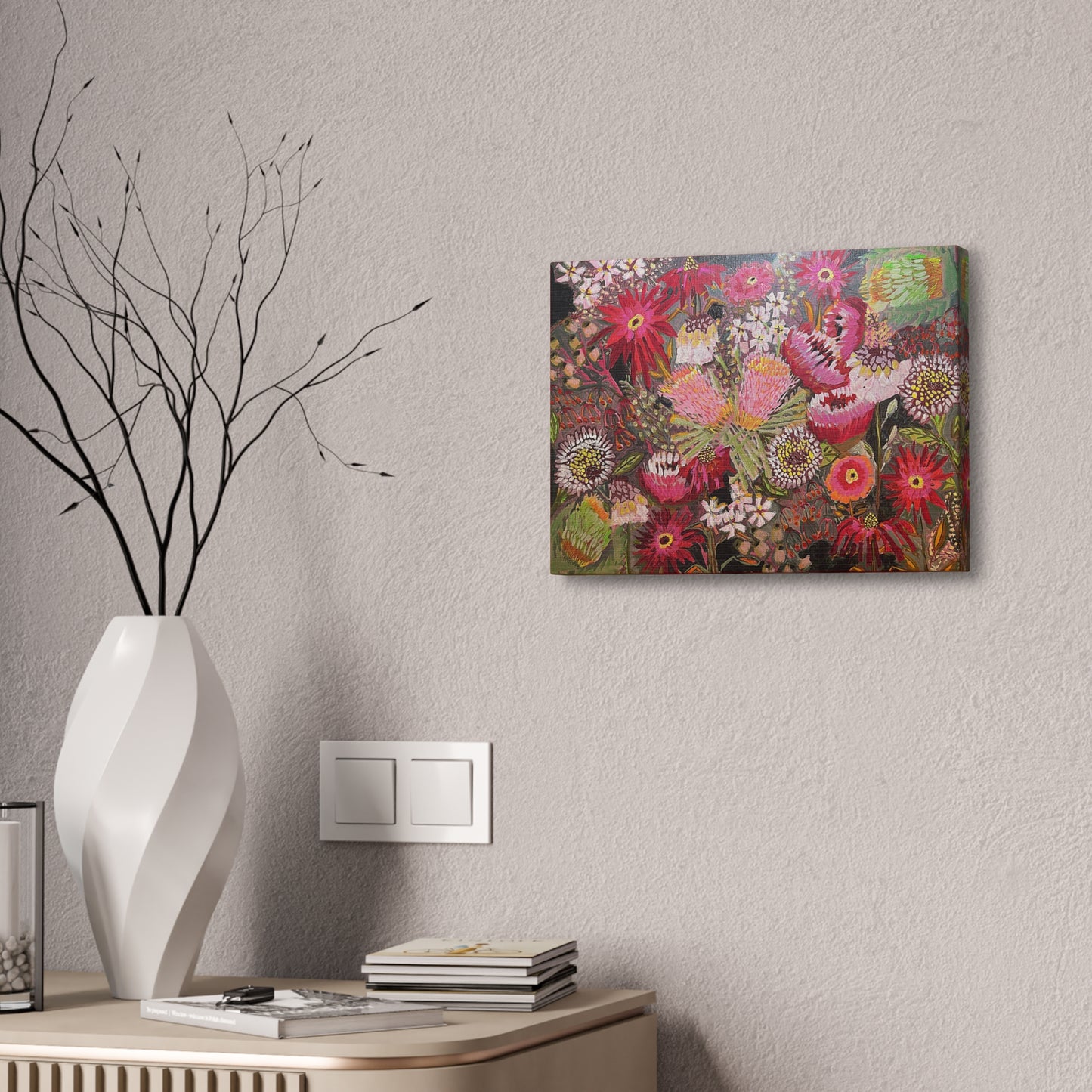 Floral Fireworks Print on Canvas by Artist Lisa Godin