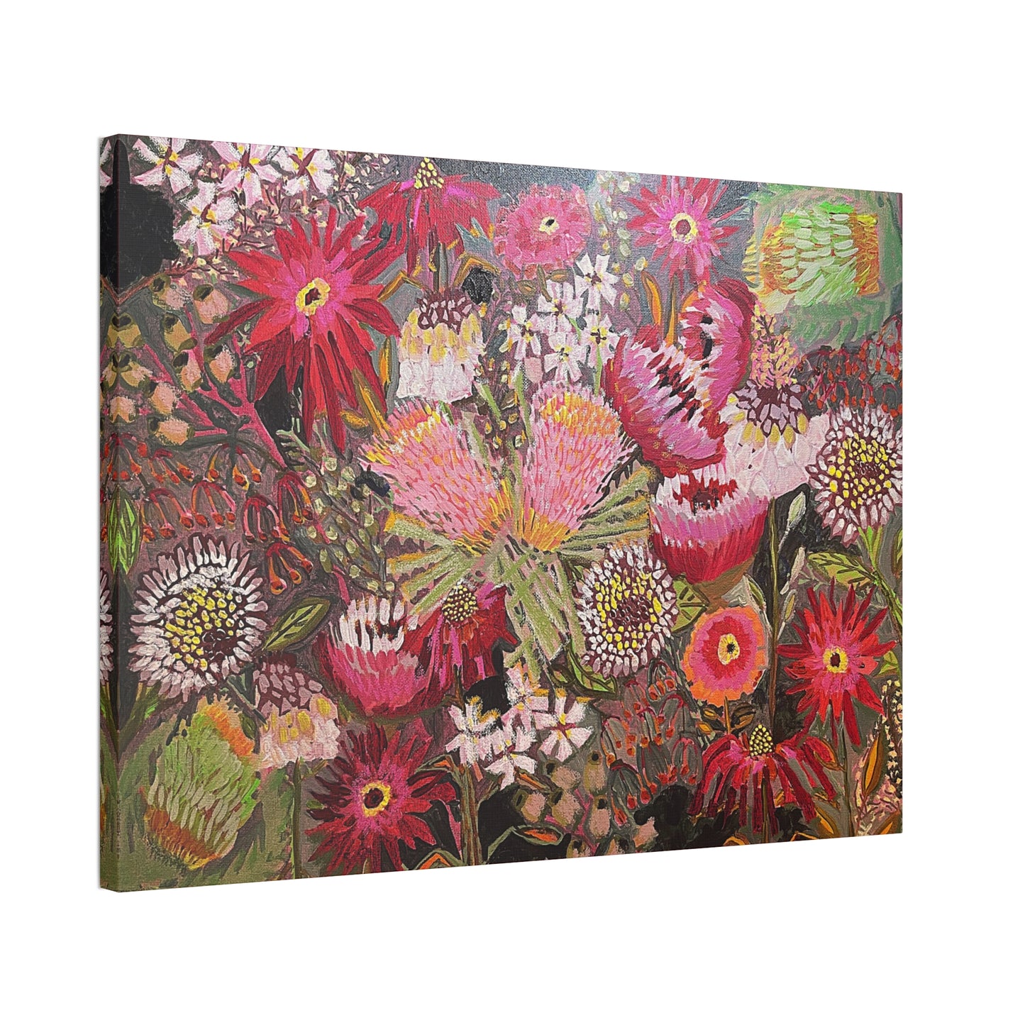 Floral Fireworks Print on Canvas by Artist Lisa Godin
