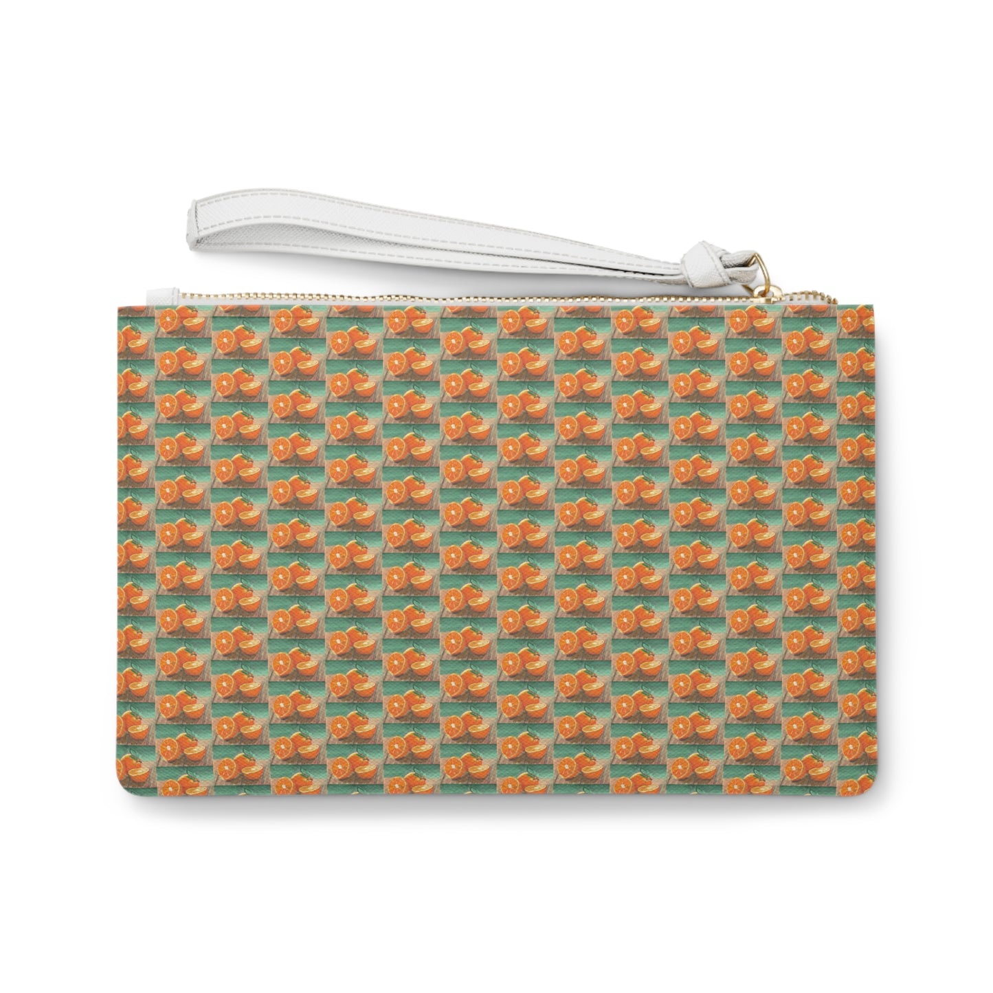 Tropical Oranges Clutch Bag White