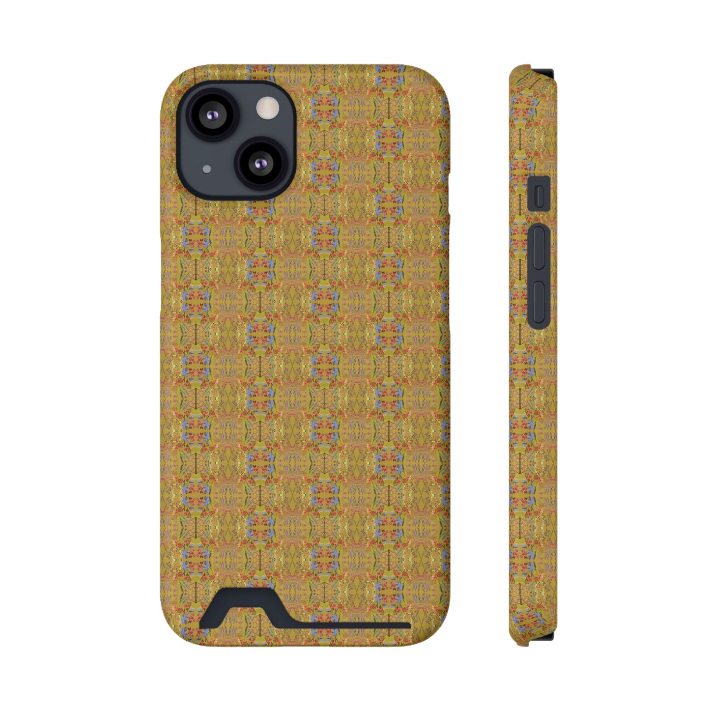 Inverted Floral Stem Pattern Phone Case With Card Holder
