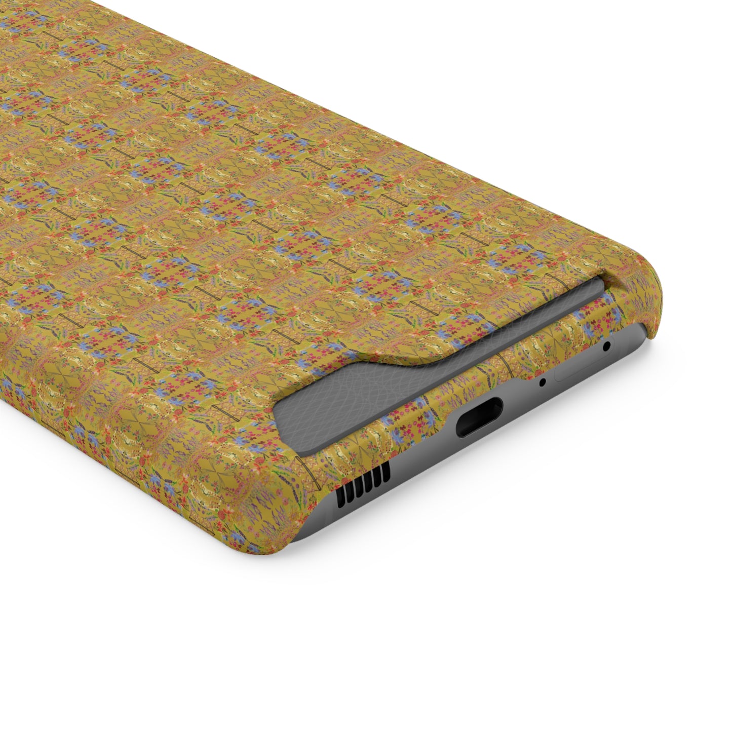 Inverted Floral Stem Pattern Phone Case With Card Holder
