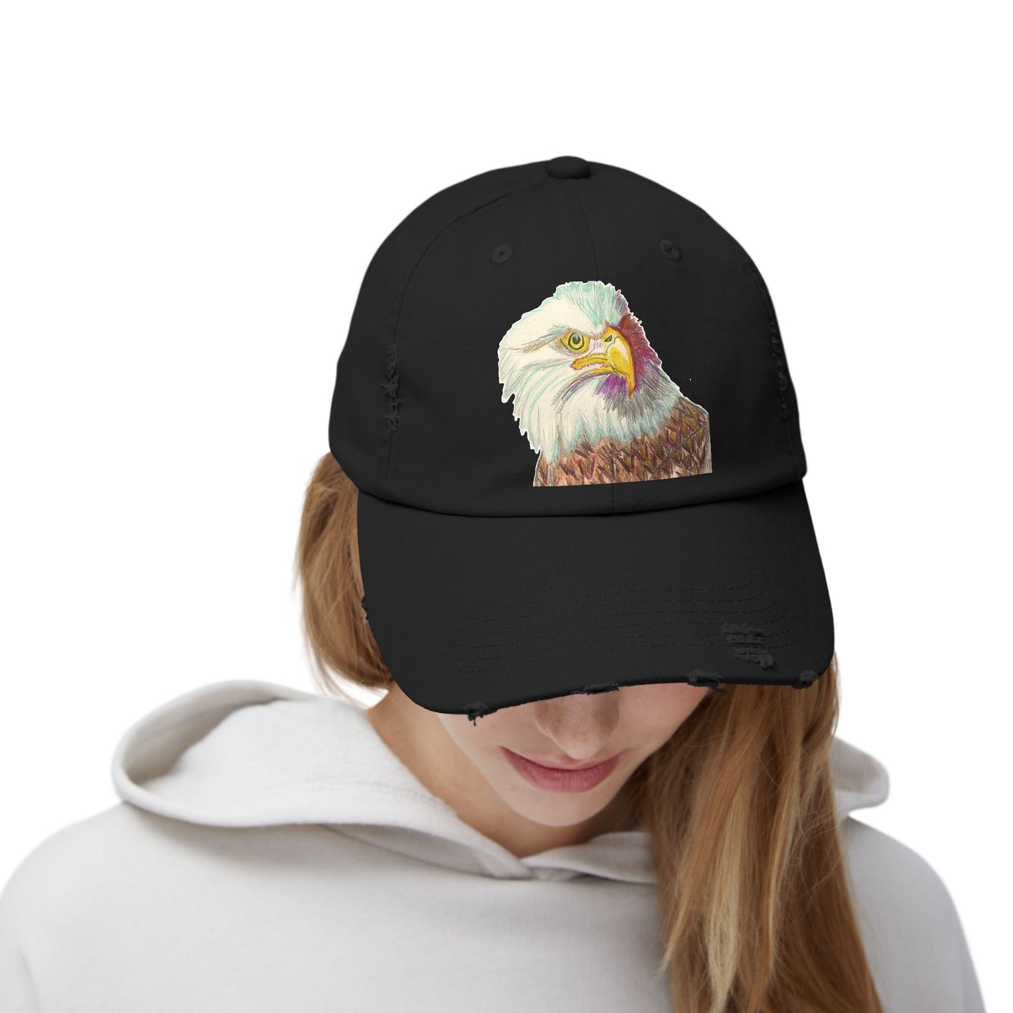 Unisex Distressed Eagle Cap - Vintage Style Adjustable Hat