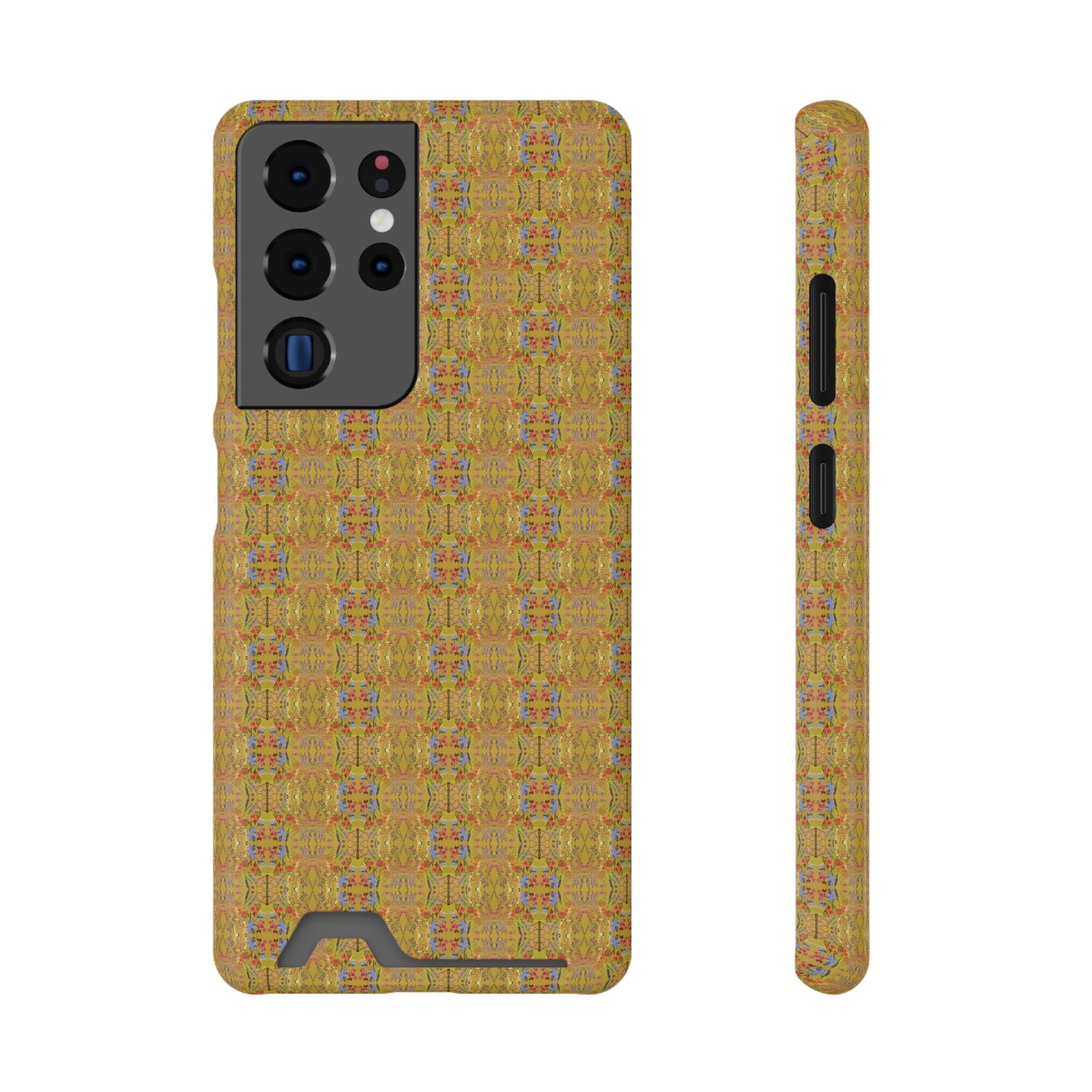 Inverted Floral Stem Pattern Phone Case With Card Holder