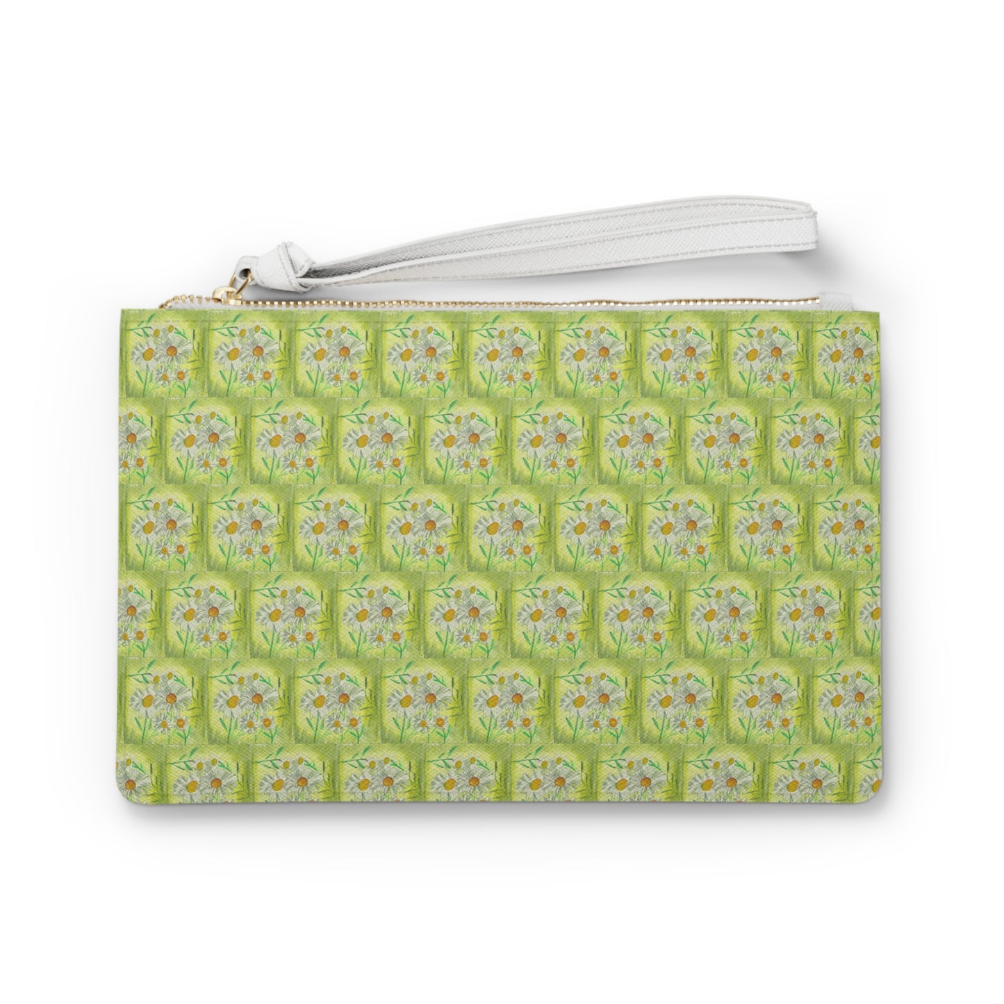 White Spring Floral Clutch Bag White