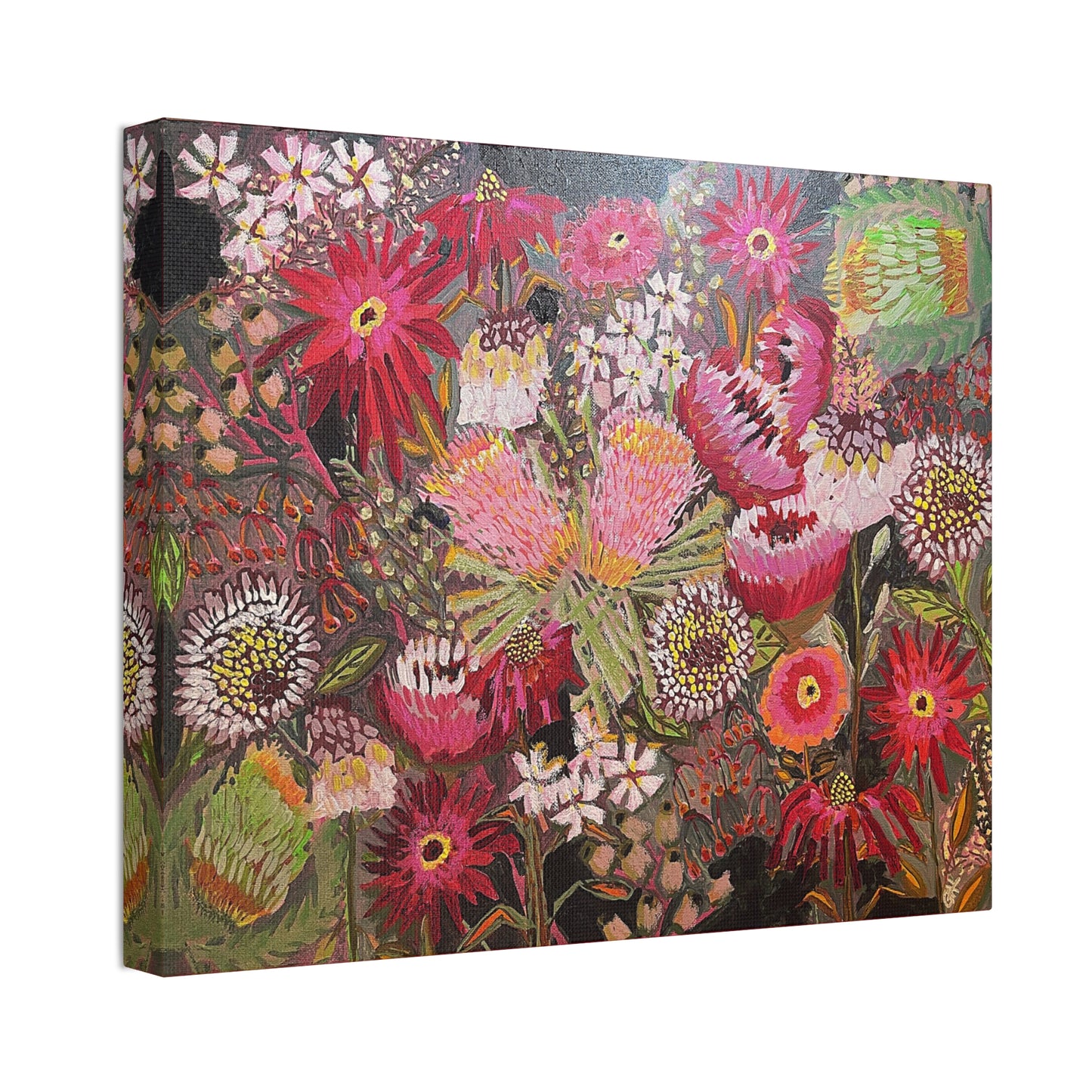 Floral Fireworks Print on Canvas by Artist Lisa Godin
