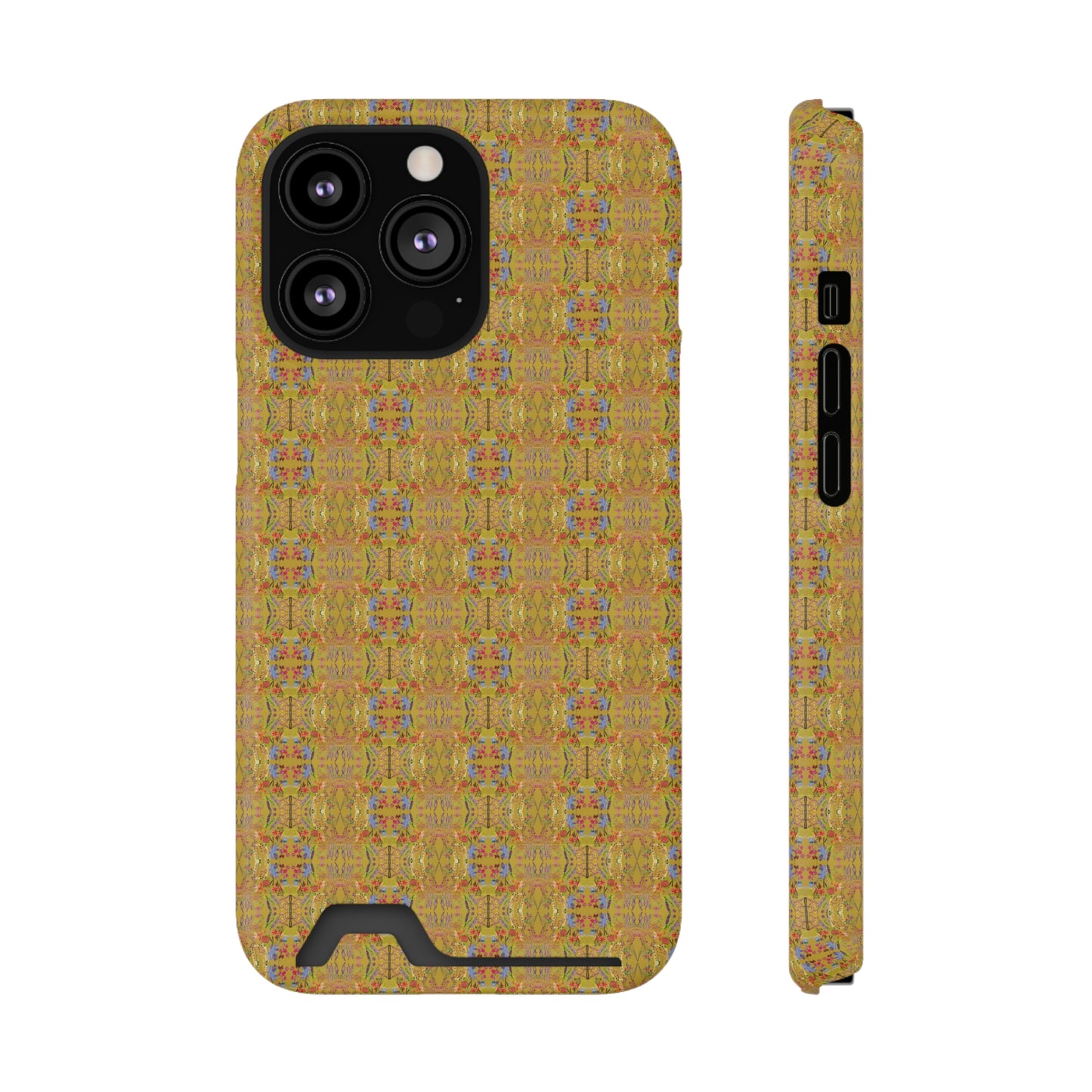 Inverted Floral Stem Pattern Phone Case With Card Holder