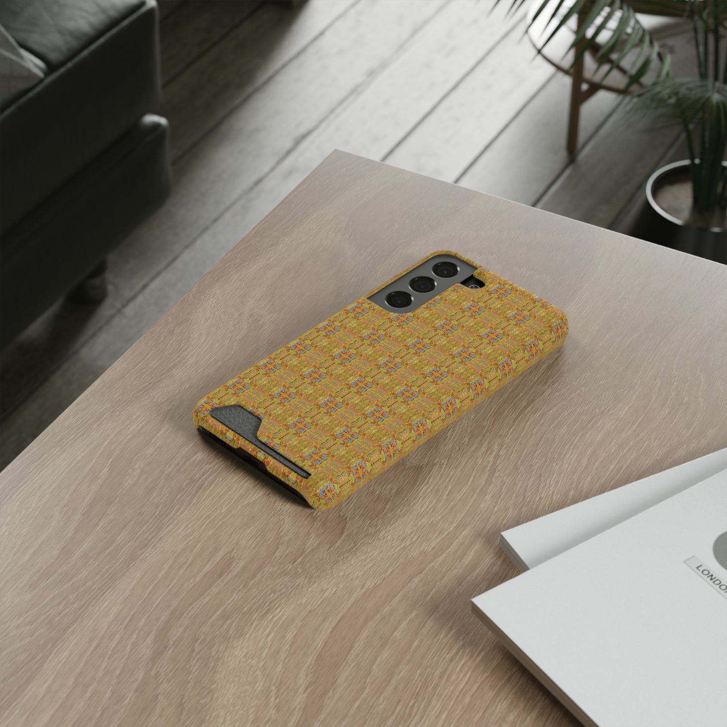 Inverted Floral Stem Pattern Phone Case With Card Holder