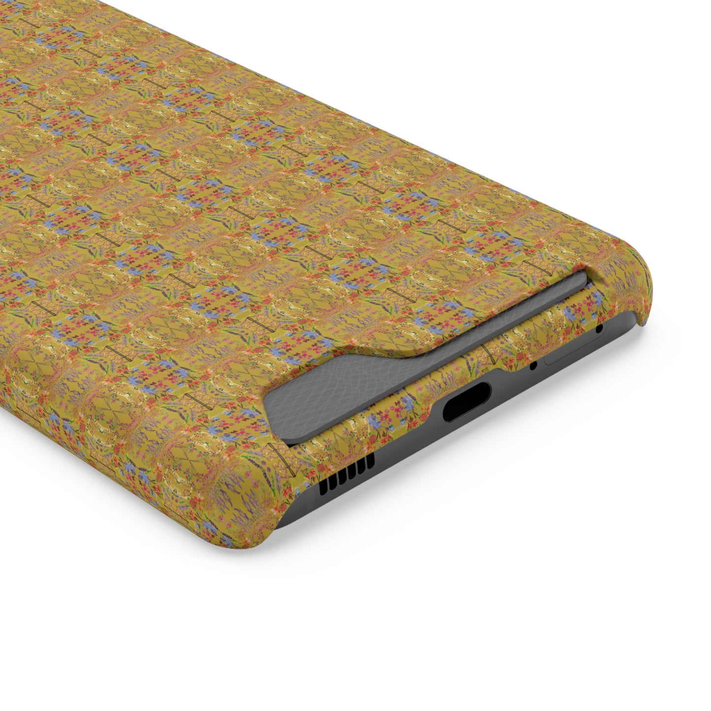Inverted Floral Stem Pattern Phone Case With Card Holder