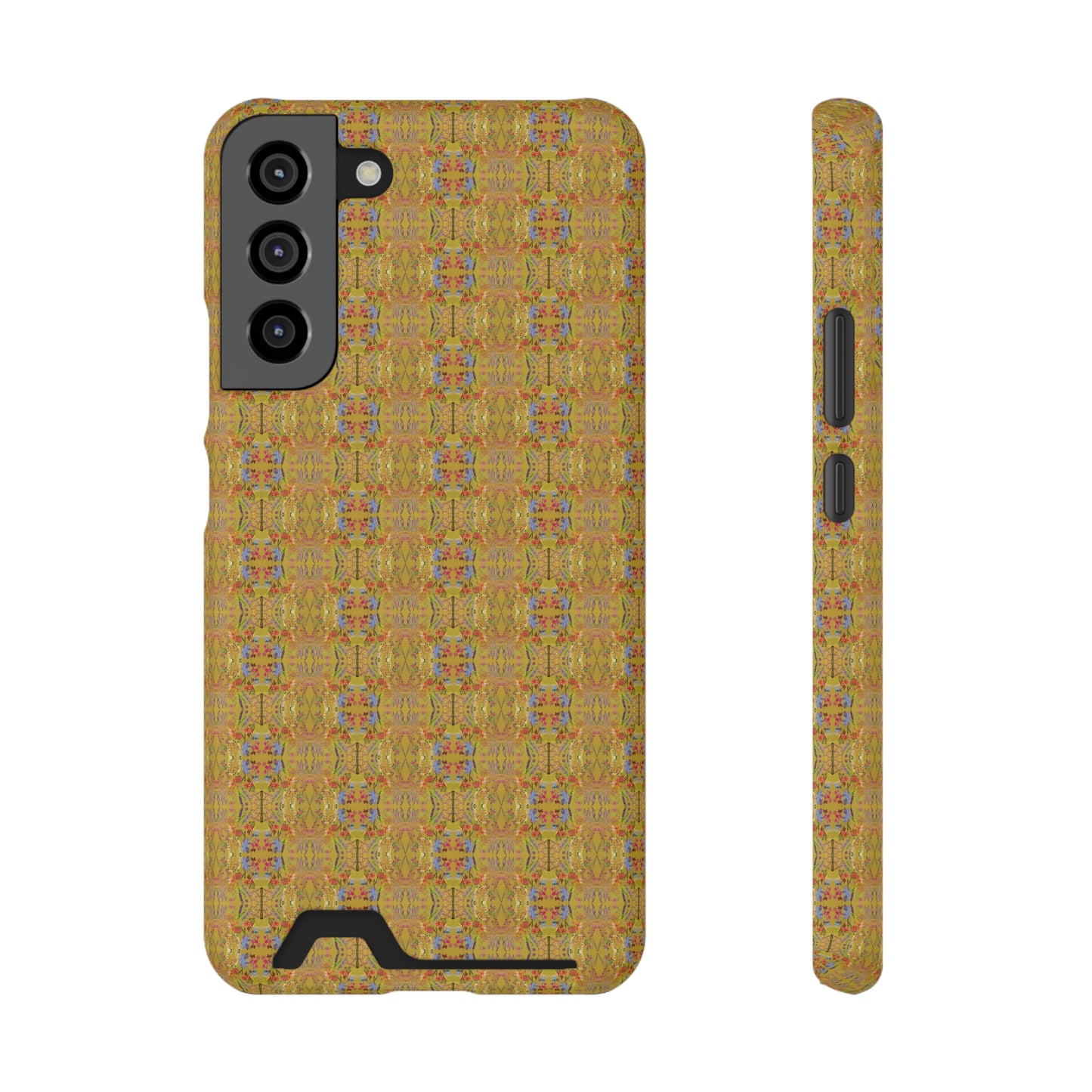 Inverted Floral Stem Pattern Phone Case With Card Holder