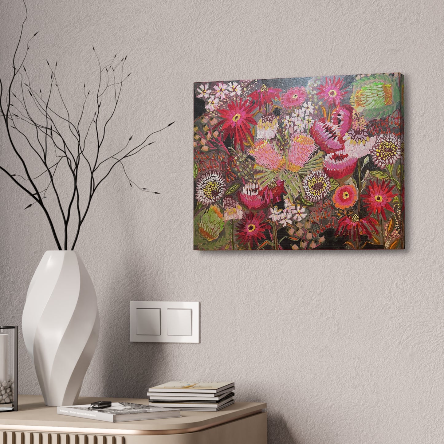 Floral Fireworks Print on Canvas by Artist Lisa Godin