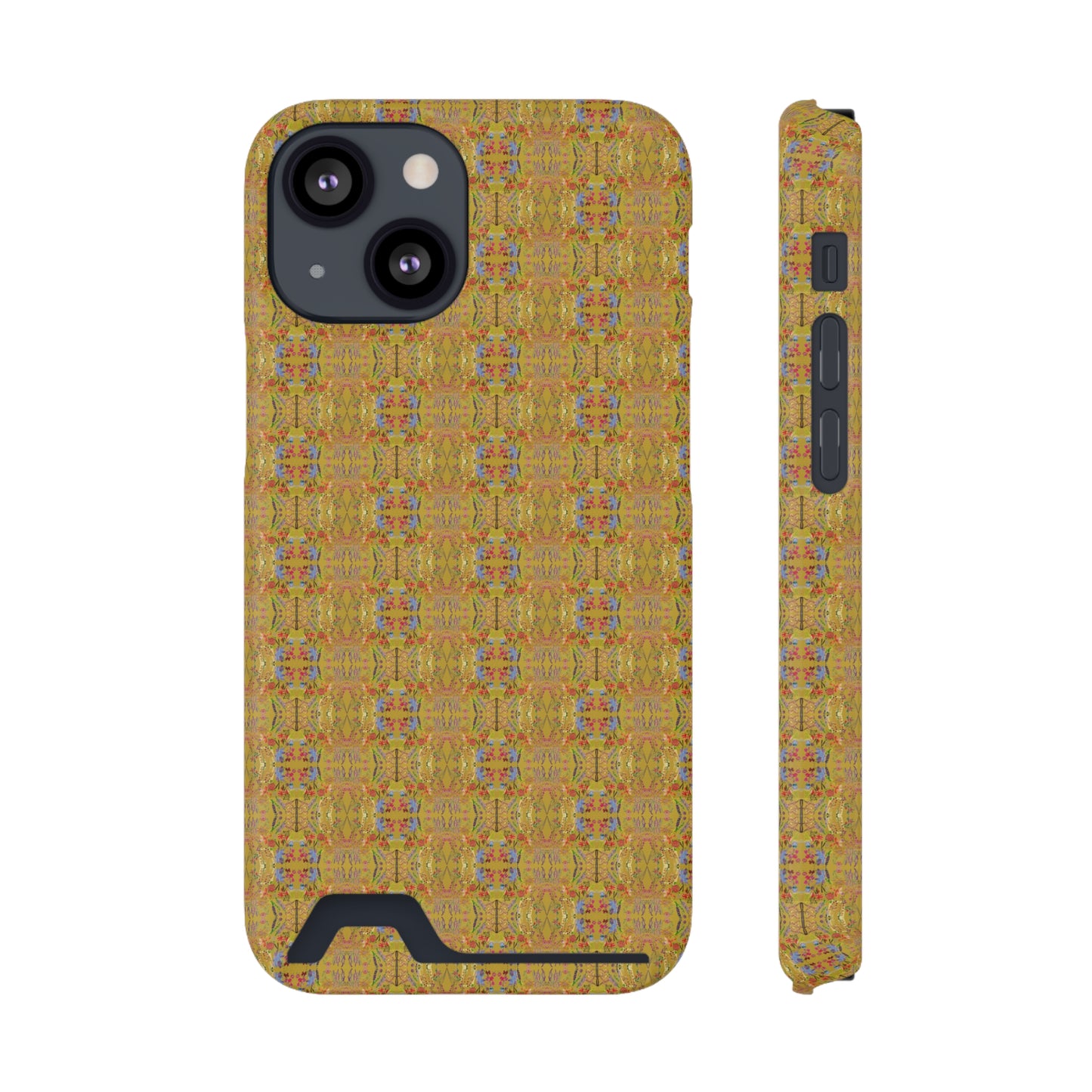 Inverted Floral Stem Pattern Phone Case With Card Holder