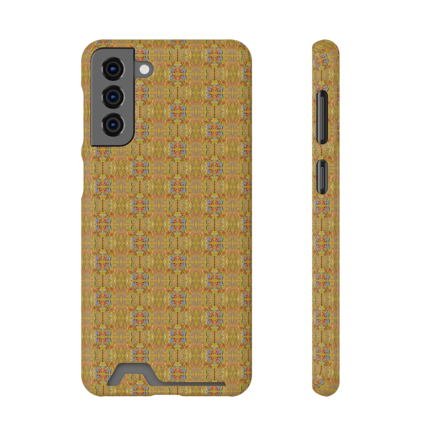 Inverted Floral Stem Pattern Phone Case With Card Holder