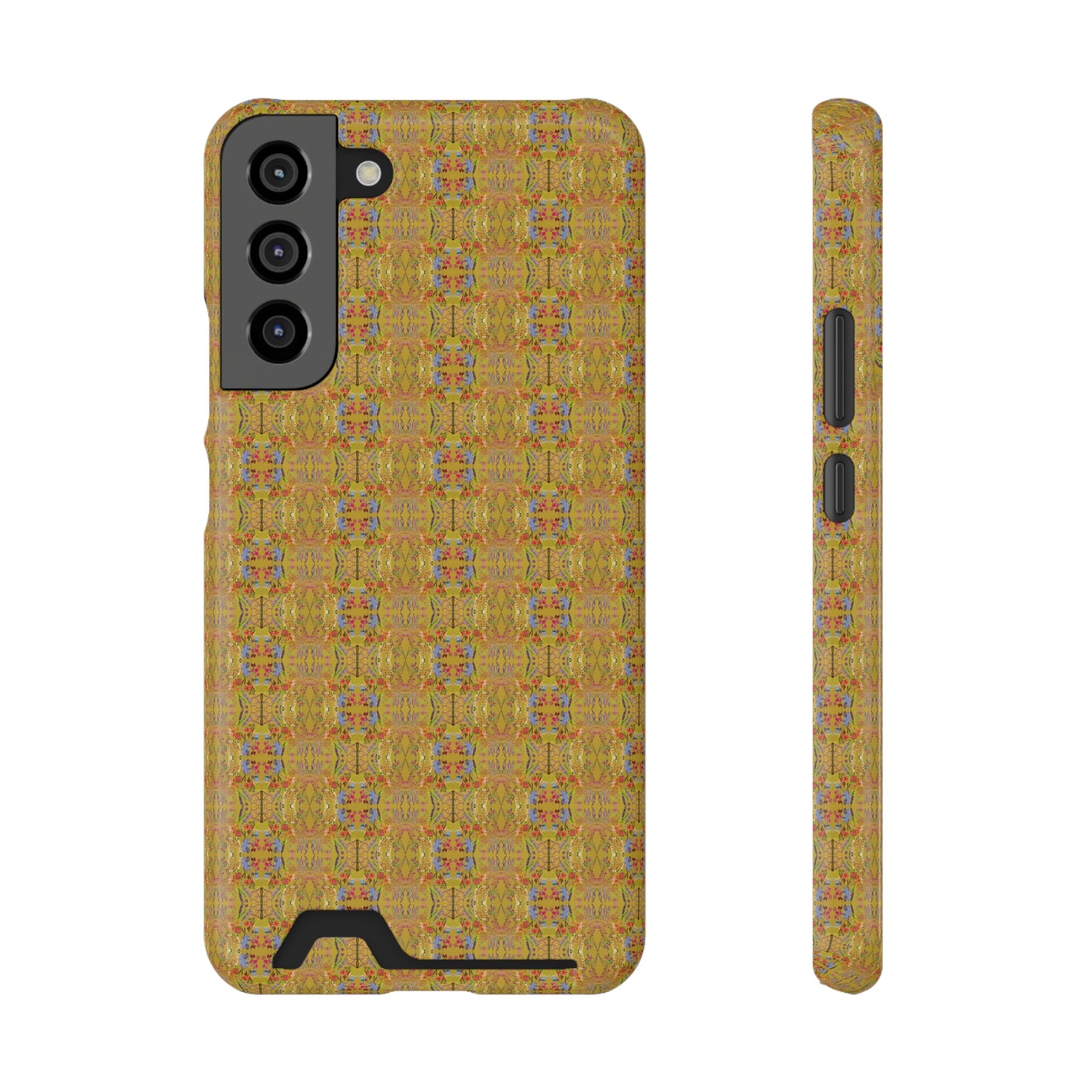 Inverted Floral Stem Pattern Phone Case With Card Holder