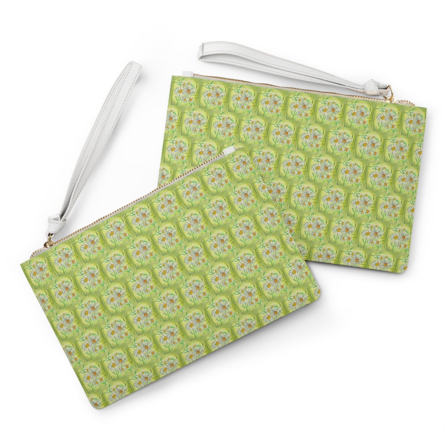 White Spring Floral Clutch Bag White