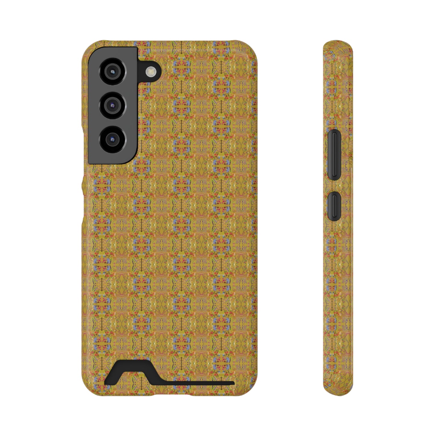 Inverted Floral Stem Pattern Phone Case With Card Holder