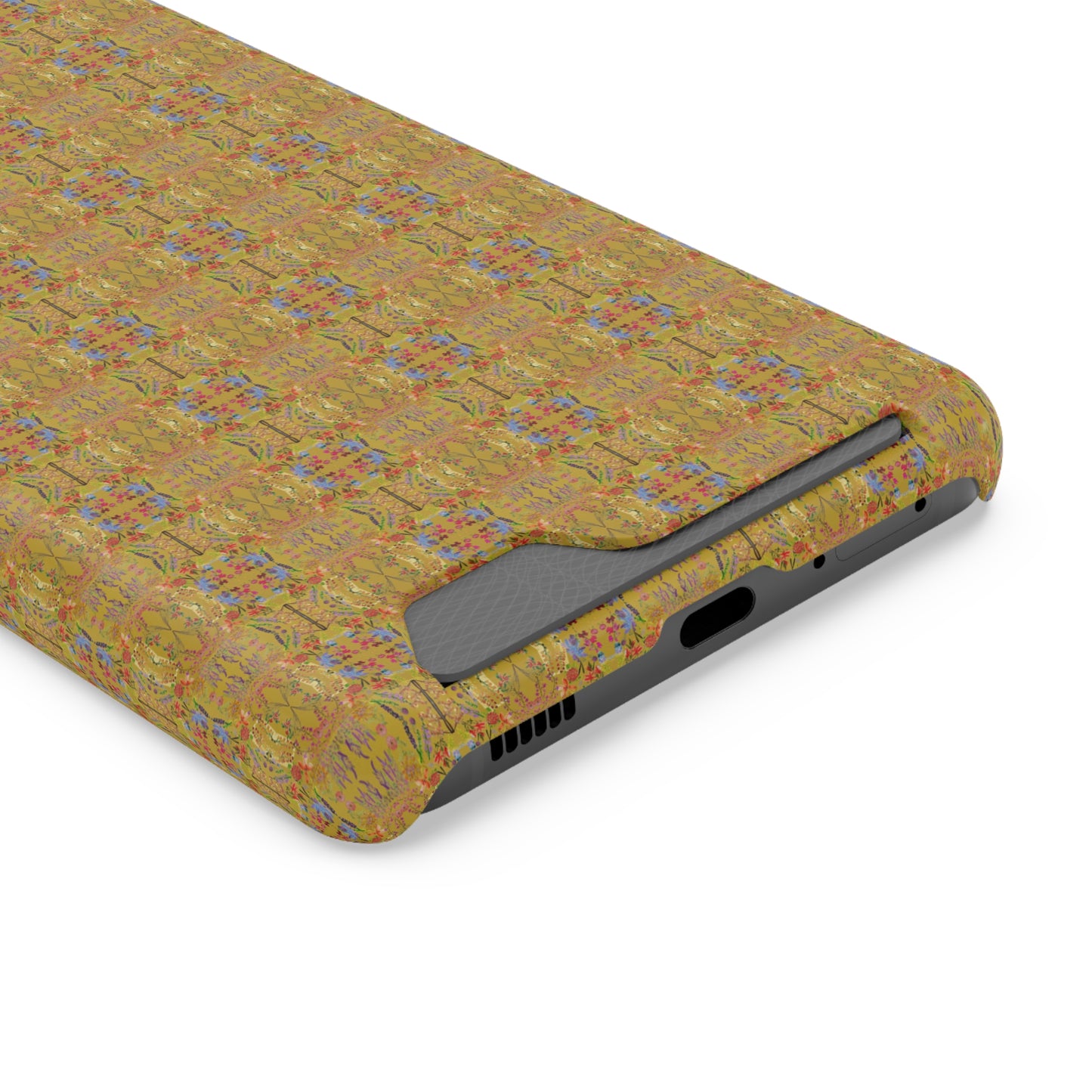 Inverted Floral Stem Pattern Phone Case With Card Holder