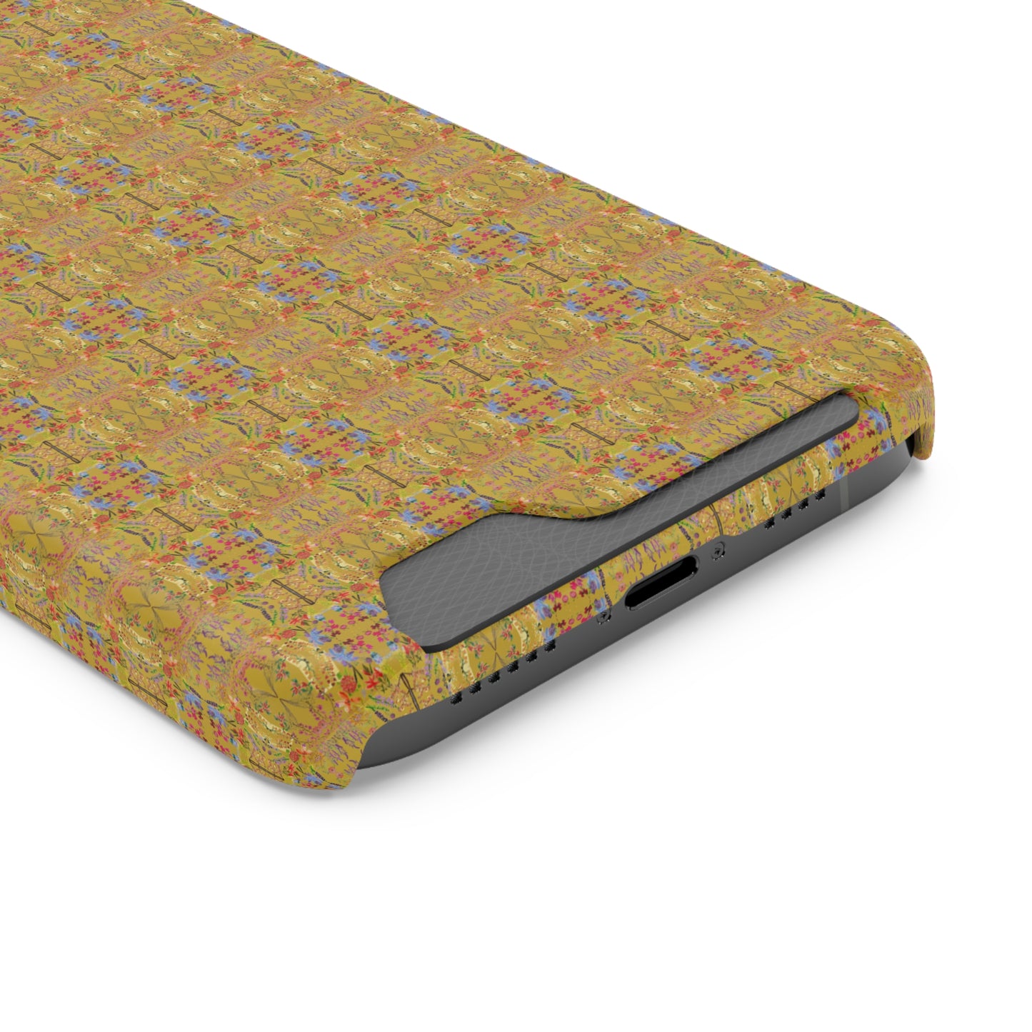 Inverted Floral Stem Pattern Phone Case With Card Holder