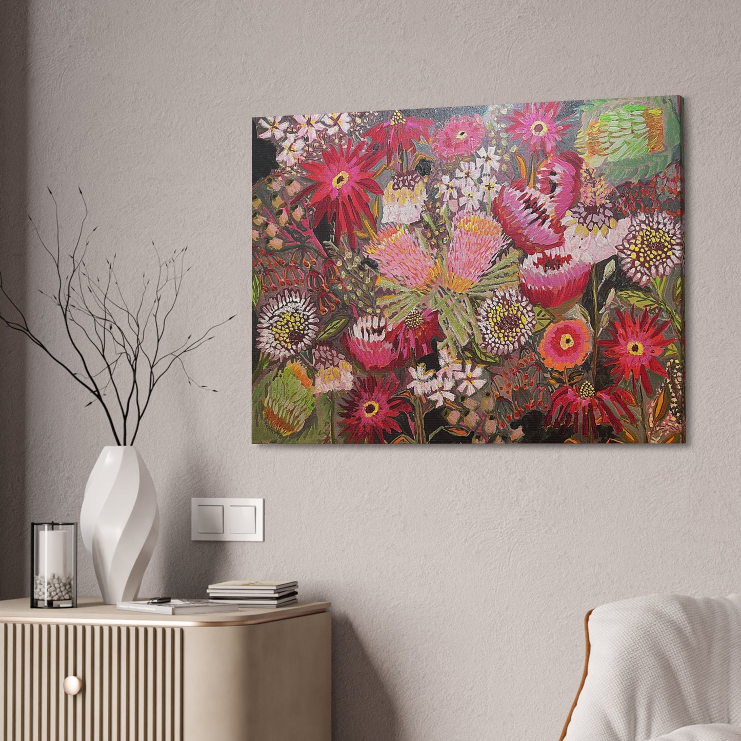 Floral Fireworks Print on Canvas by Artist Lisa Godin