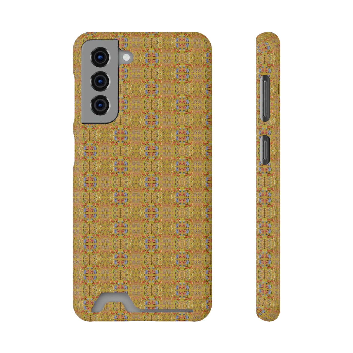 Inverted Floral Stem Pattern Phone Case With Card Holder