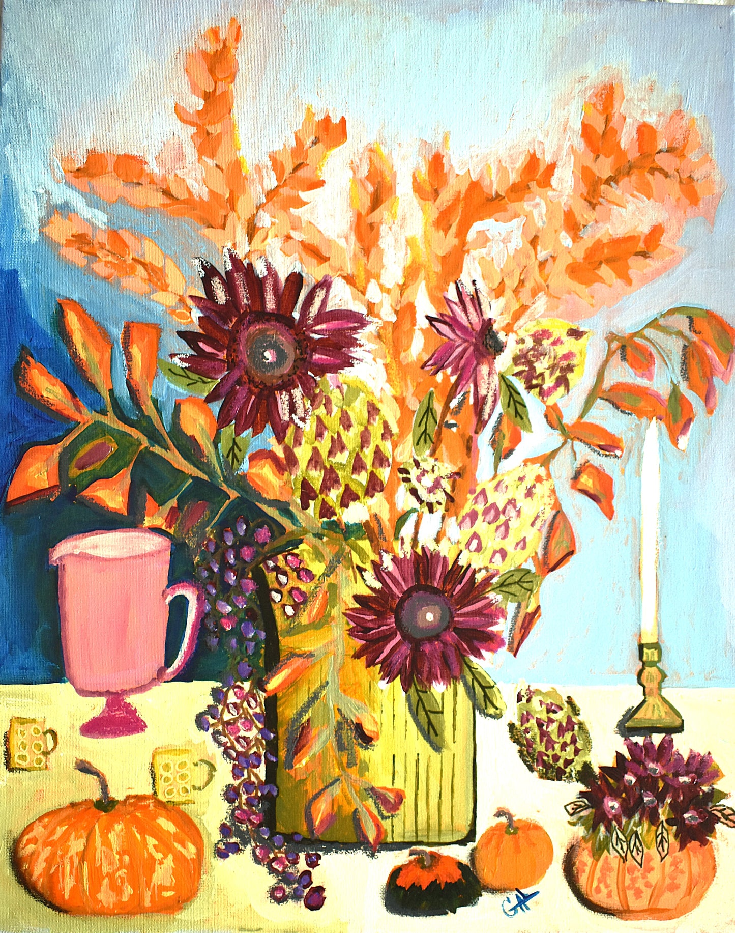 Autumn Still Life - Mixed Media Painting by Lisa Godin