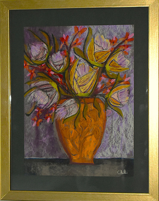 Peach Yellow Peonies an Original Painting by Lisa Godin