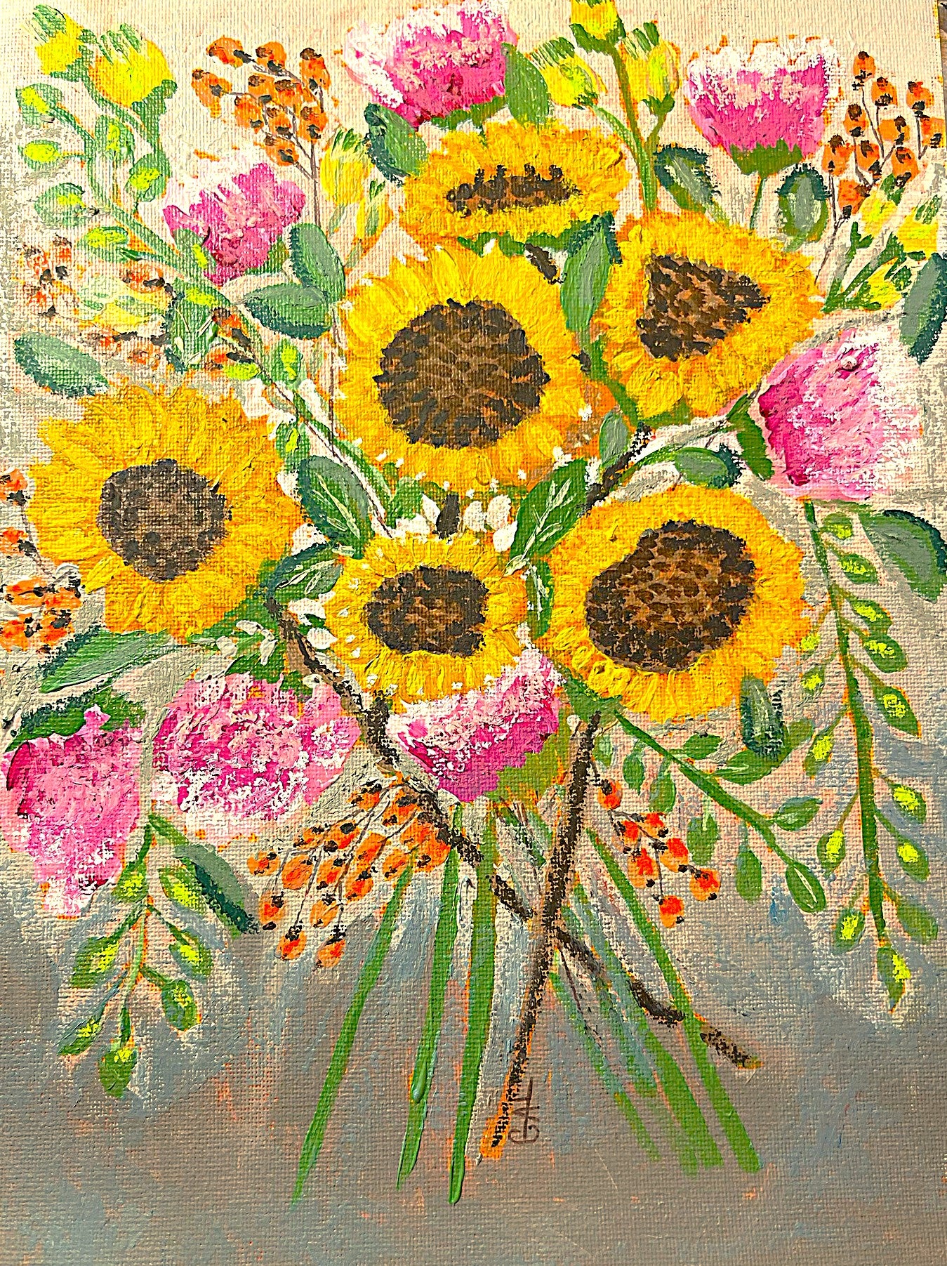 Rooted Farm Sunflowers an Original Painting by Lisa Godin