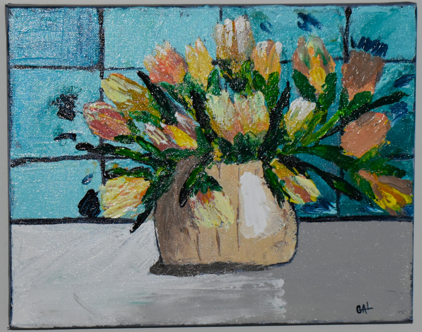 Tiled Tulips Original Painting by Artist Lisa Godin