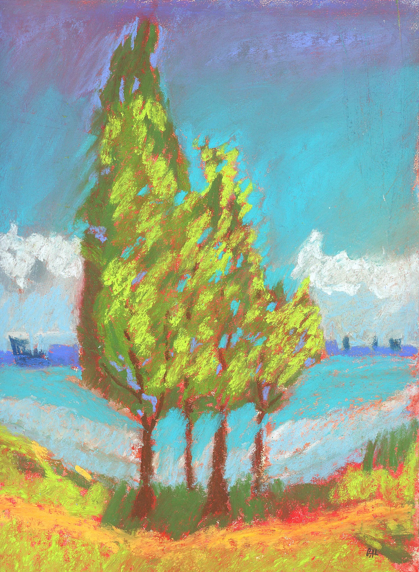 Trees by Lake an Original Painting by Lisa Godin