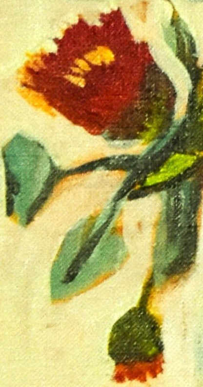 Turquoise Vase Red Flowers an Original Painting by Lisa Godin