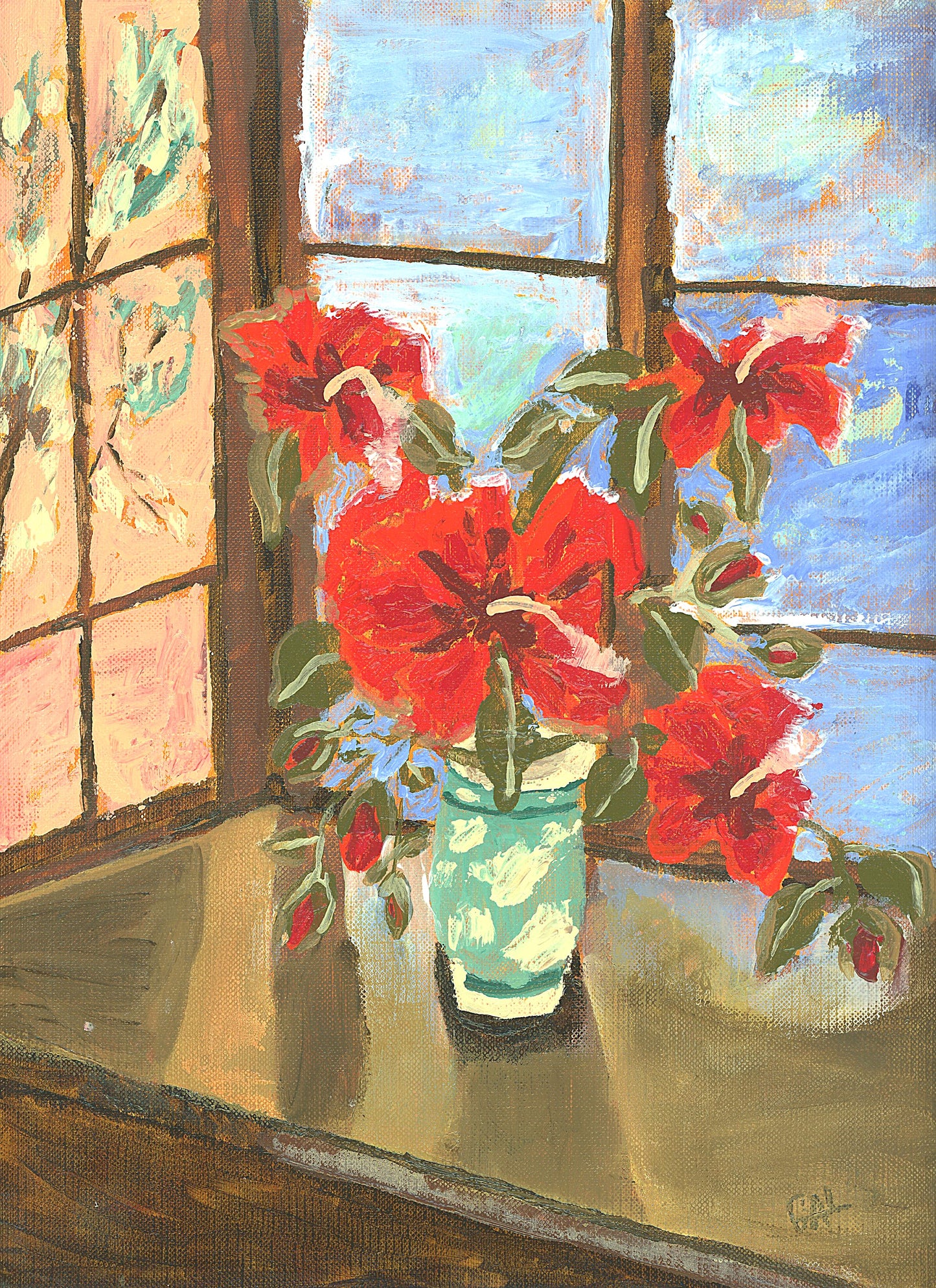 Watermelon Hibiscus an Original Painting by Lisa Godin