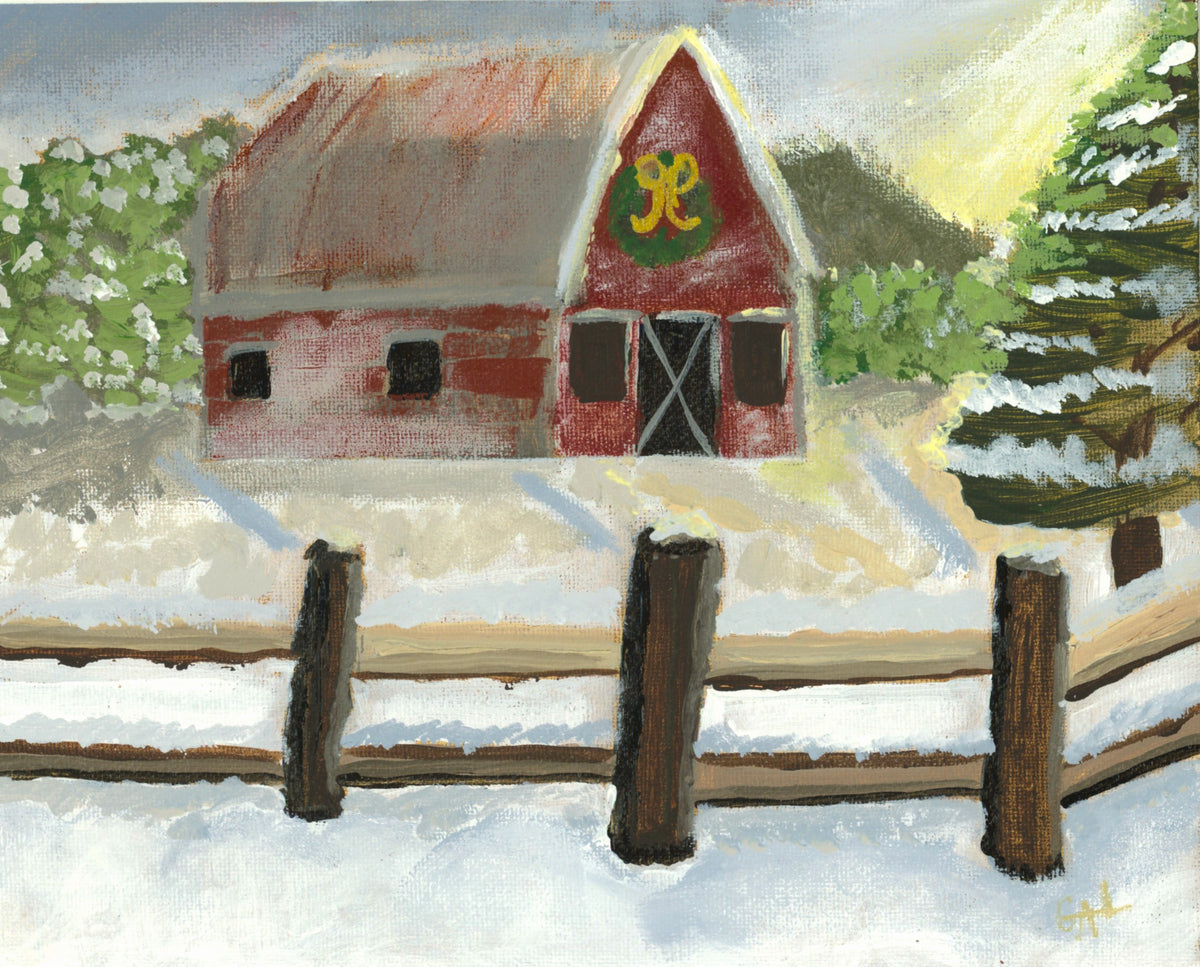 Winter Barn an Original Painting by Lisa Godin