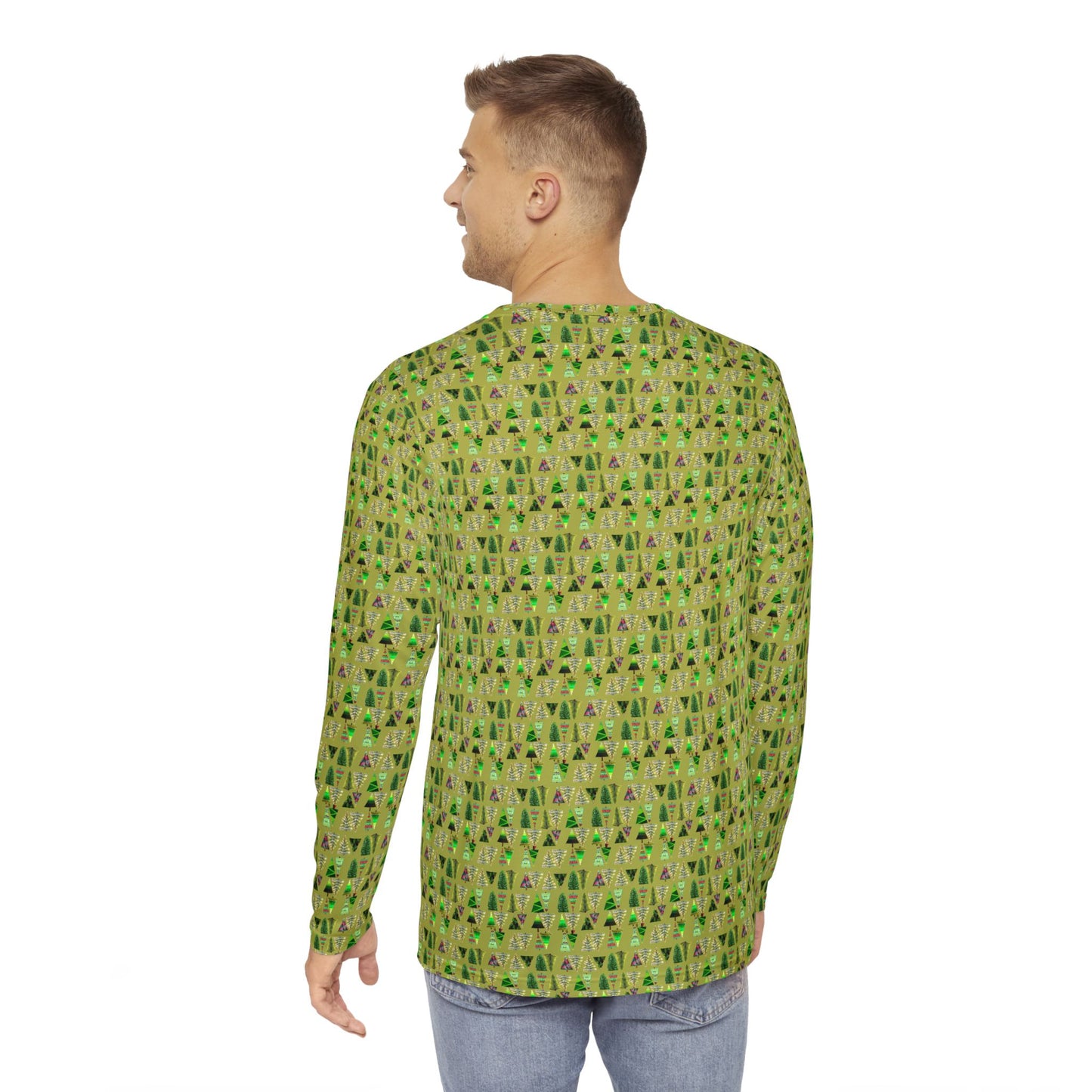 Chartruese Christmas Tree Men's Long Sleeve Shirt (AOP)