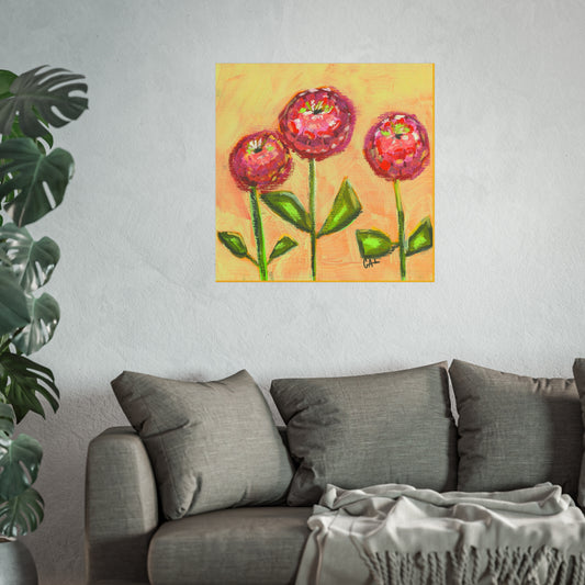 3 Zinnias Giclée Fine Art Print