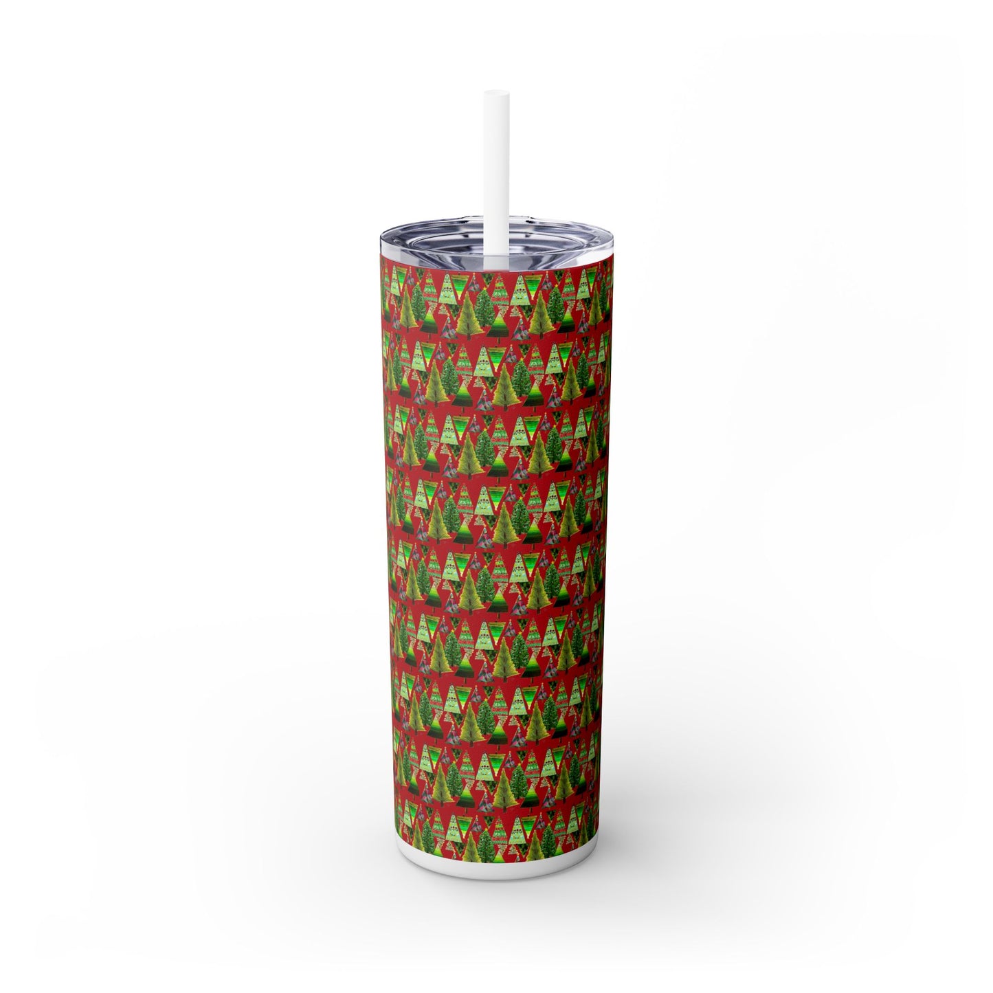 Festive Pine Tree Skinny Tumbler with Straw, 20oz