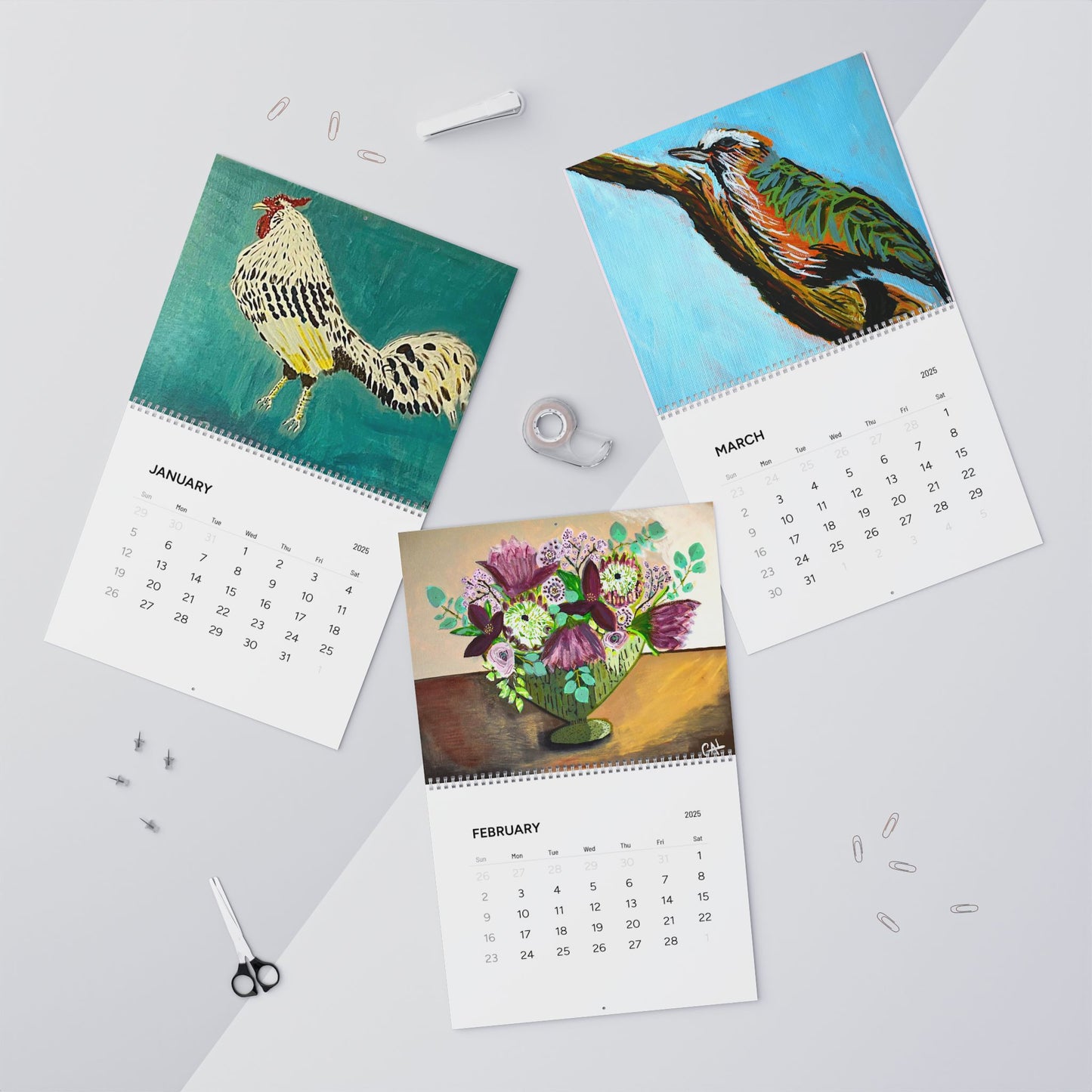 Original Mixed Media Paintings by Artist Lisa Godin Wall Calendars (2025)