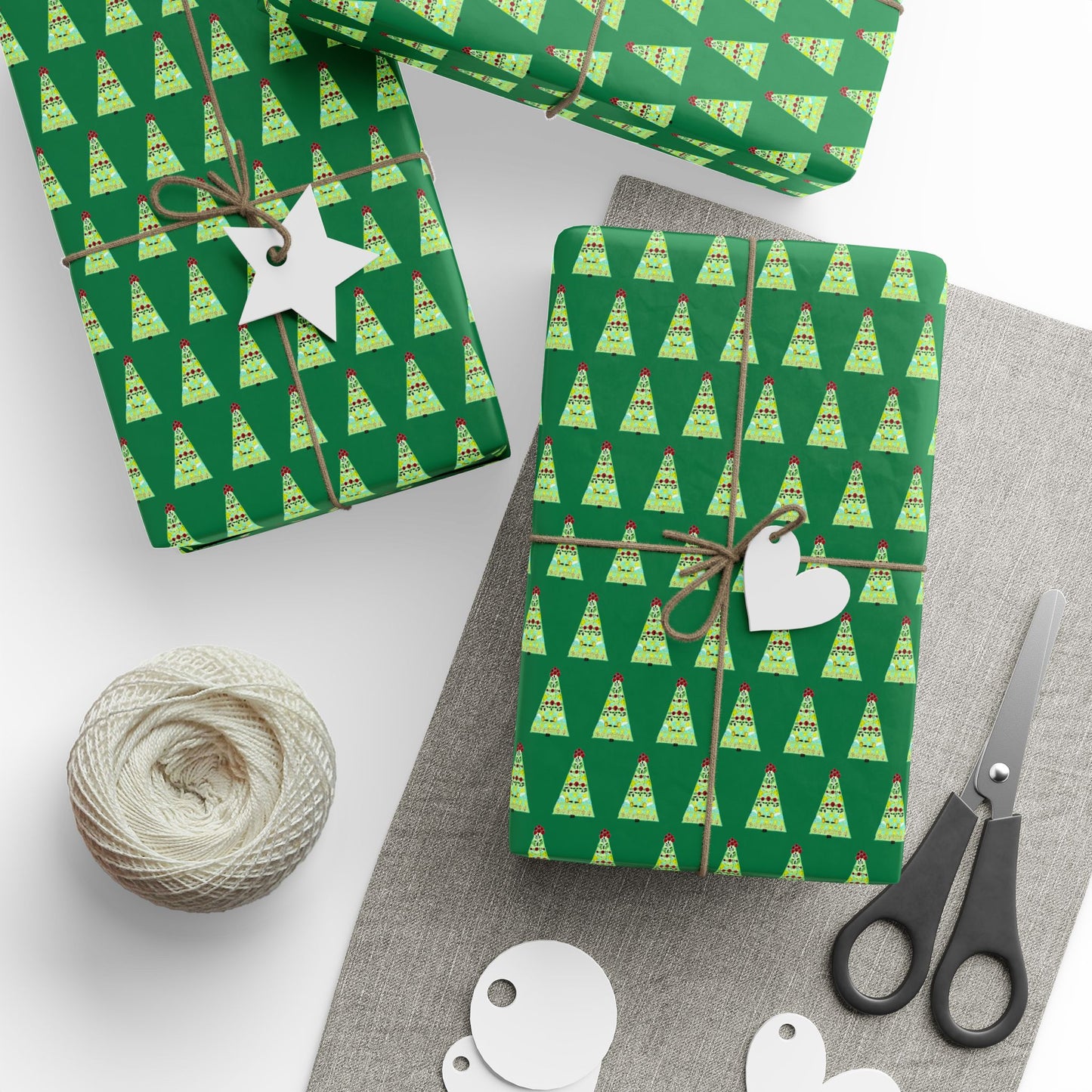 Folkart Christmas Tree Wrapping Papers (Green)