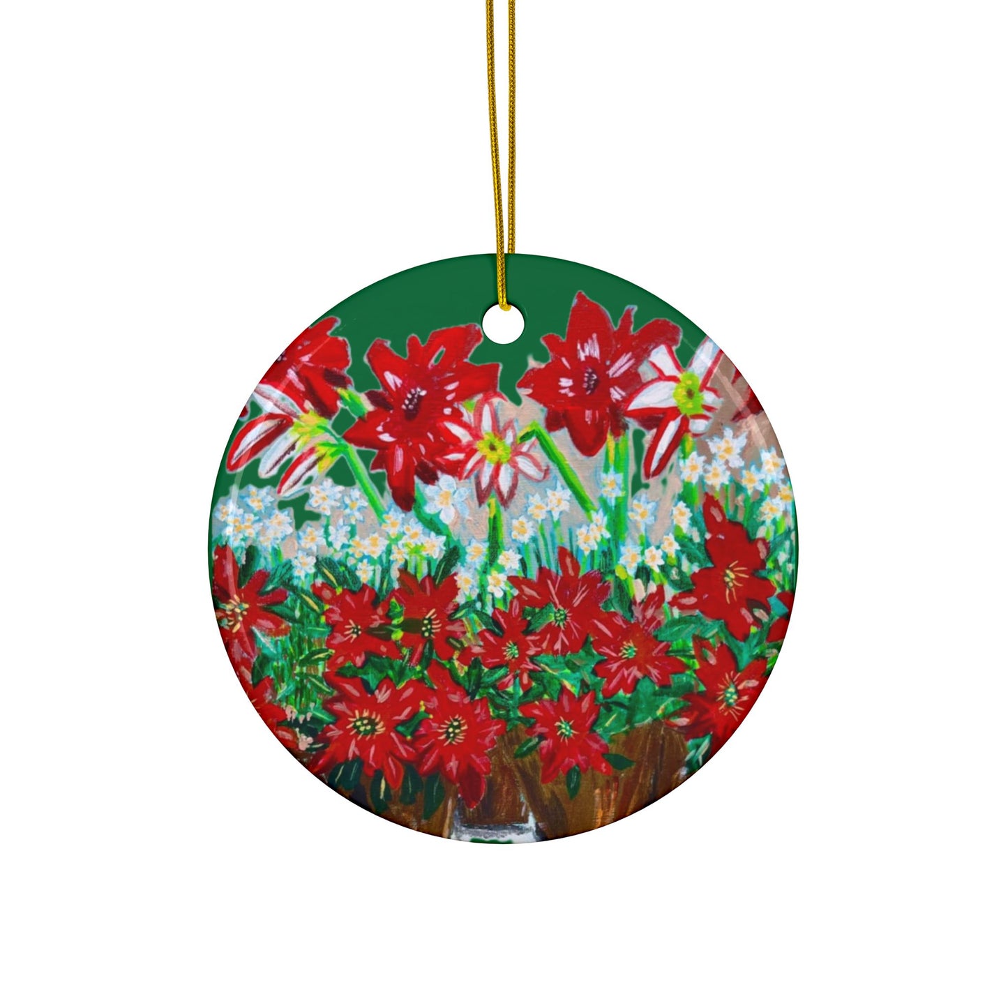 Randall's Holiday Plant Table 2 Sided Ceramic Ornament