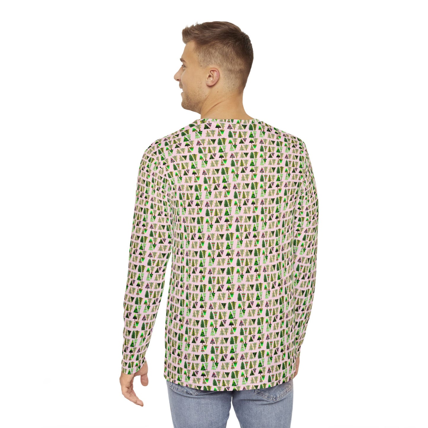 Pink Christmas Tree Men's Long Sleeve Shirt (AOP)