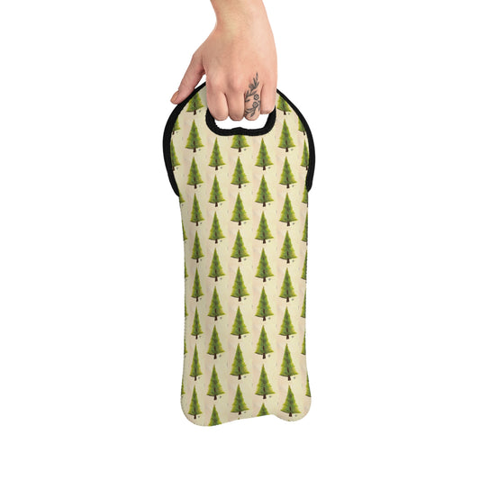 Charcoal Pine Tree Wine Tote Bag