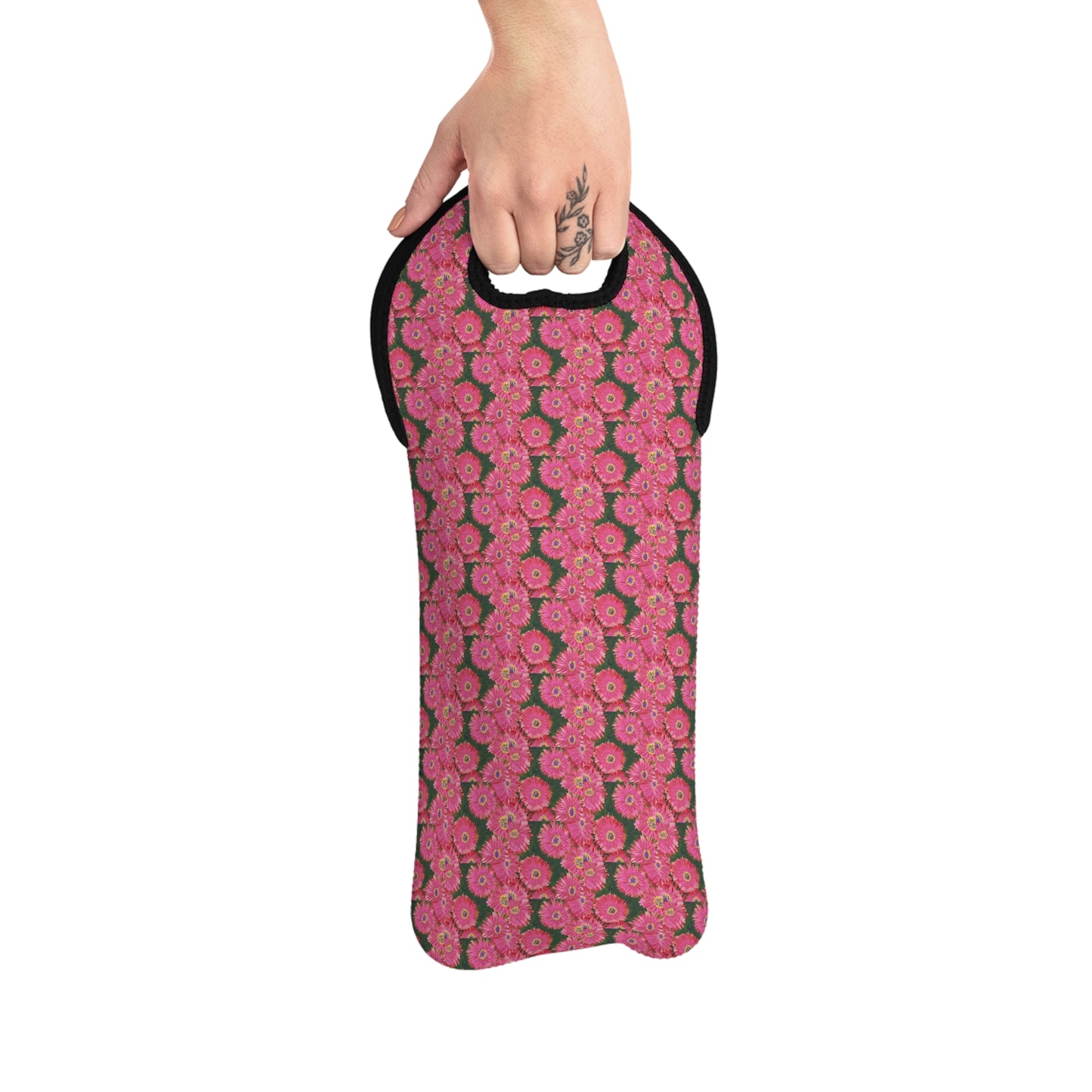 Pink Dahlias Wine Tote Bag