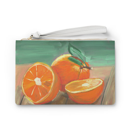 Tropical Oranges Clutch Bag White