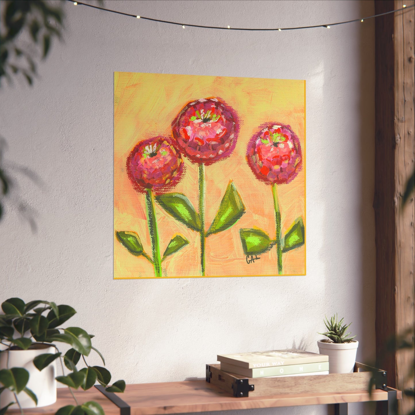 3 Zinnias Giclée Fine Art Print