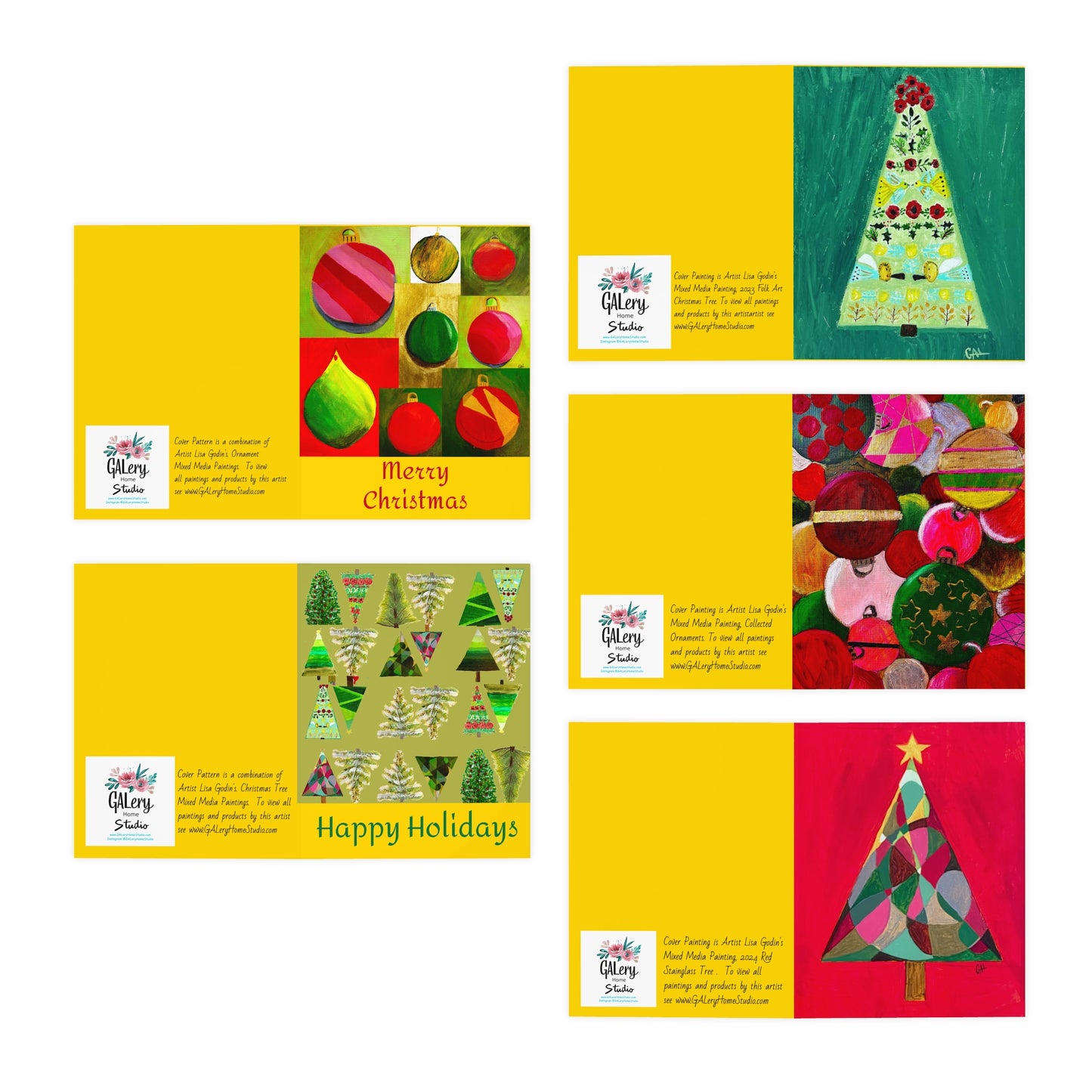 Artist Lisa Godin Multi-Design (5-Pack) Holiday Cards