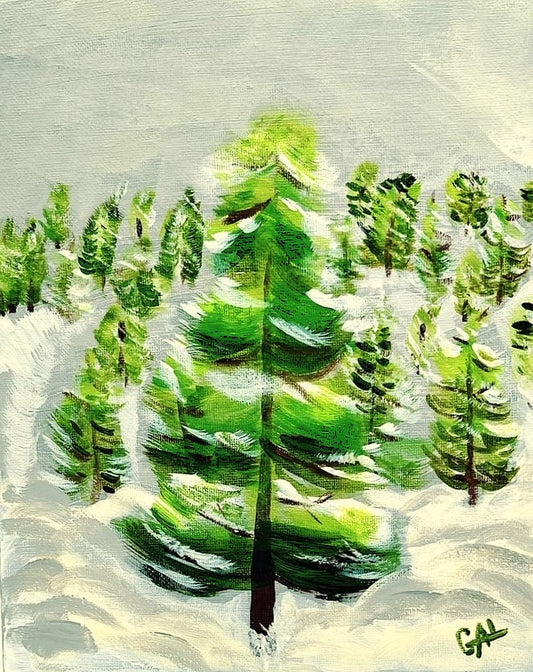 2023 Christmas Tree Lot - Mixed Media Painting by Lisa Godin