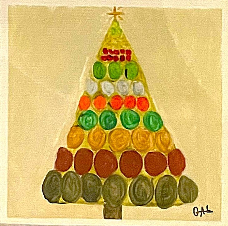 2023 Christmas Ball Tree - Mixed Media Painting by Lisa Godin