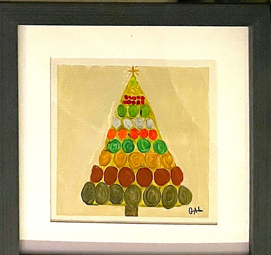 2023 Christmas Ball Tree - Mixed Media Painting by Lisa Godin